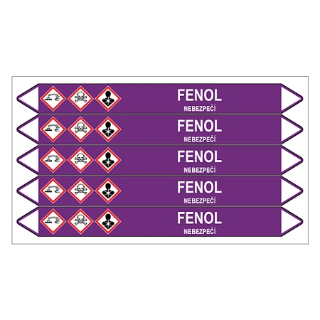 Značení potrubí, fenol,5 ks, 150 × 12 mm
